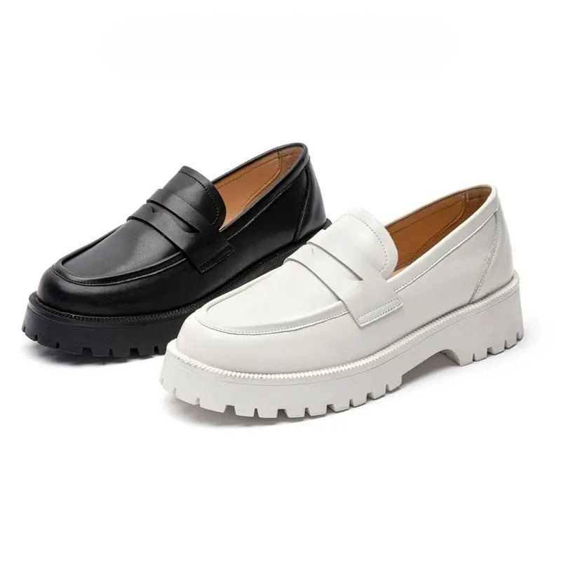 Mocassins Femme Semelle Épaisse Cuir Véritable