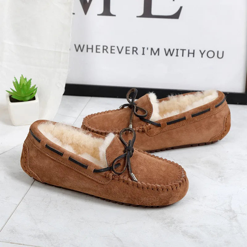 Mocassins Femme Vachette Laine Chaud