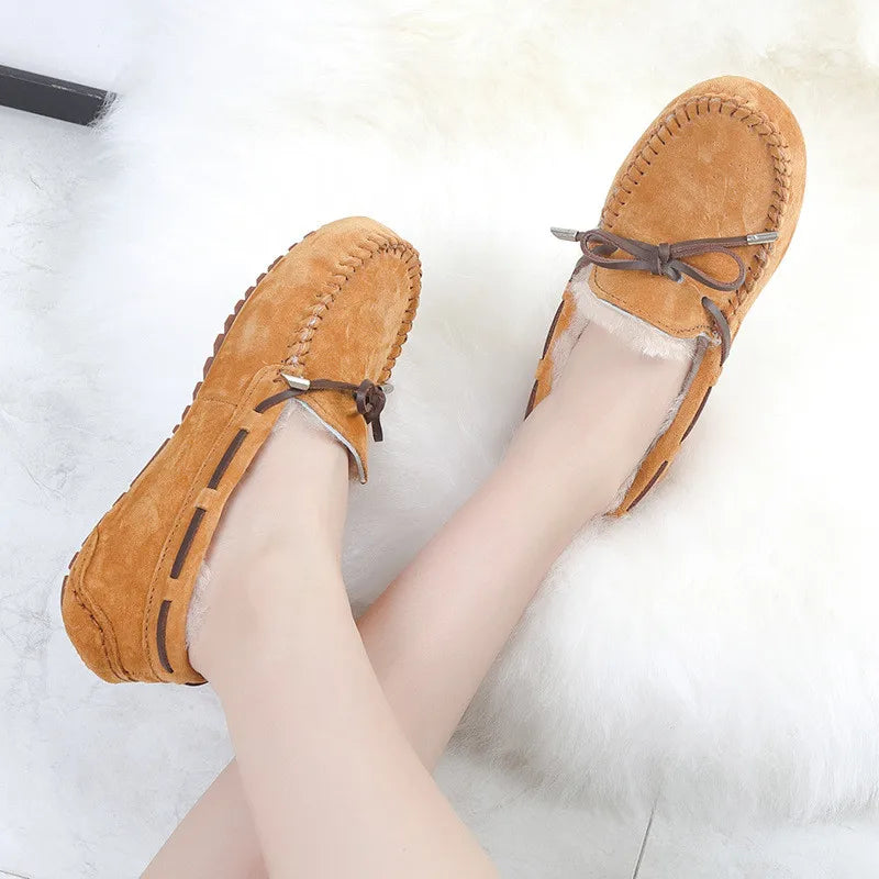 Mocassins Femme Vachette Laine Chaud