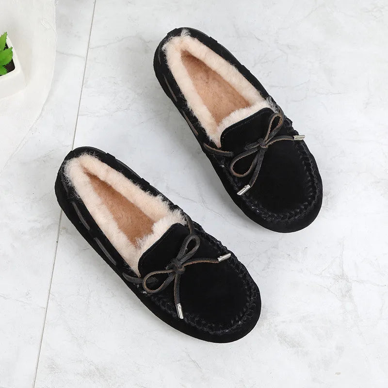 Mocassins Femme Vachette Laine Chaud
