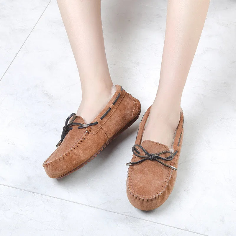 Mocassins Femme Vachette Laine Chaud