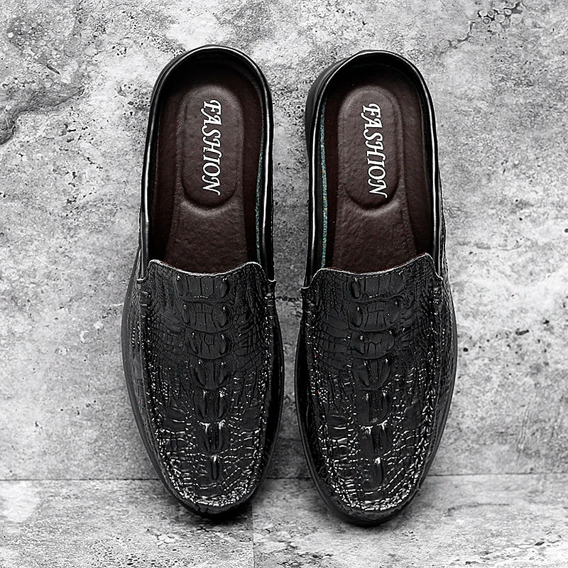 Mules Homme Cuir Croco Été