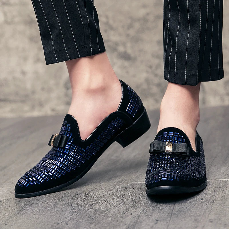 Mocassins Homme Strass Soirée Élégante