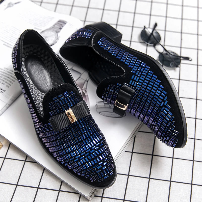 Mocassins Homme Strass Soirée Élégante