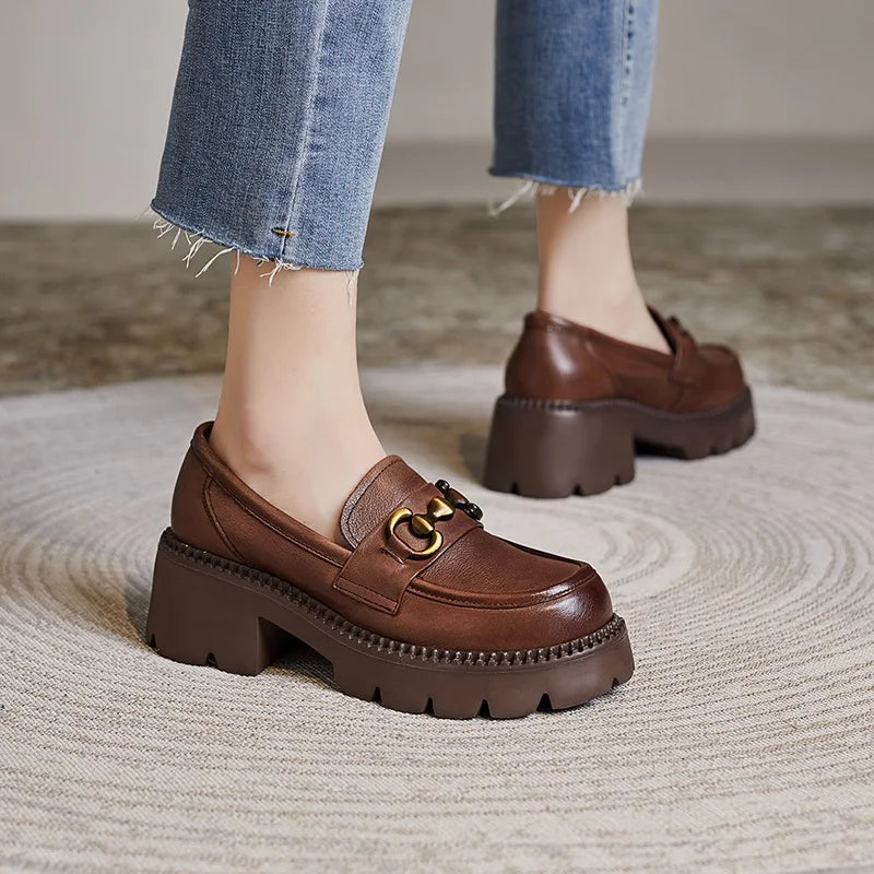 Mocassins Femme Cuir Talon Haut