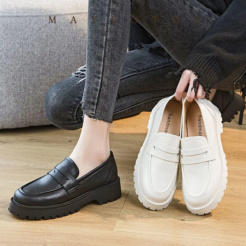 Mocassins Femme Semelle Épaisse Cuir Véritable