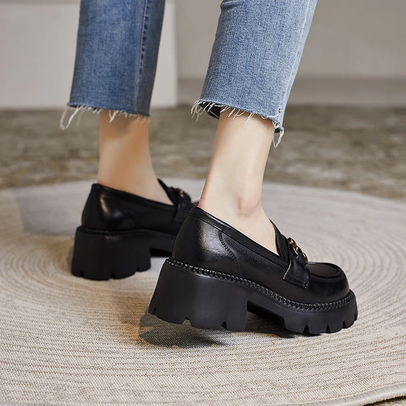 Mocassins Femme Cuir Talon Haut