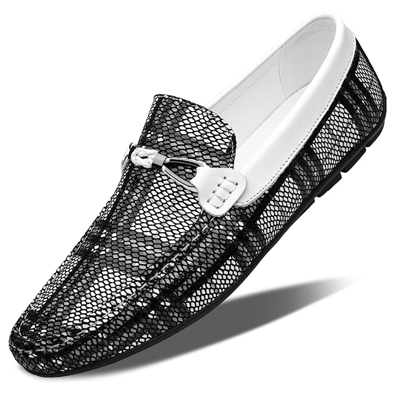 Mocassins Carreaux Cuir Respirant Été