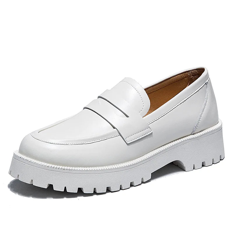 Mocassins Femme Semelle Épaisse Cuir Véritable