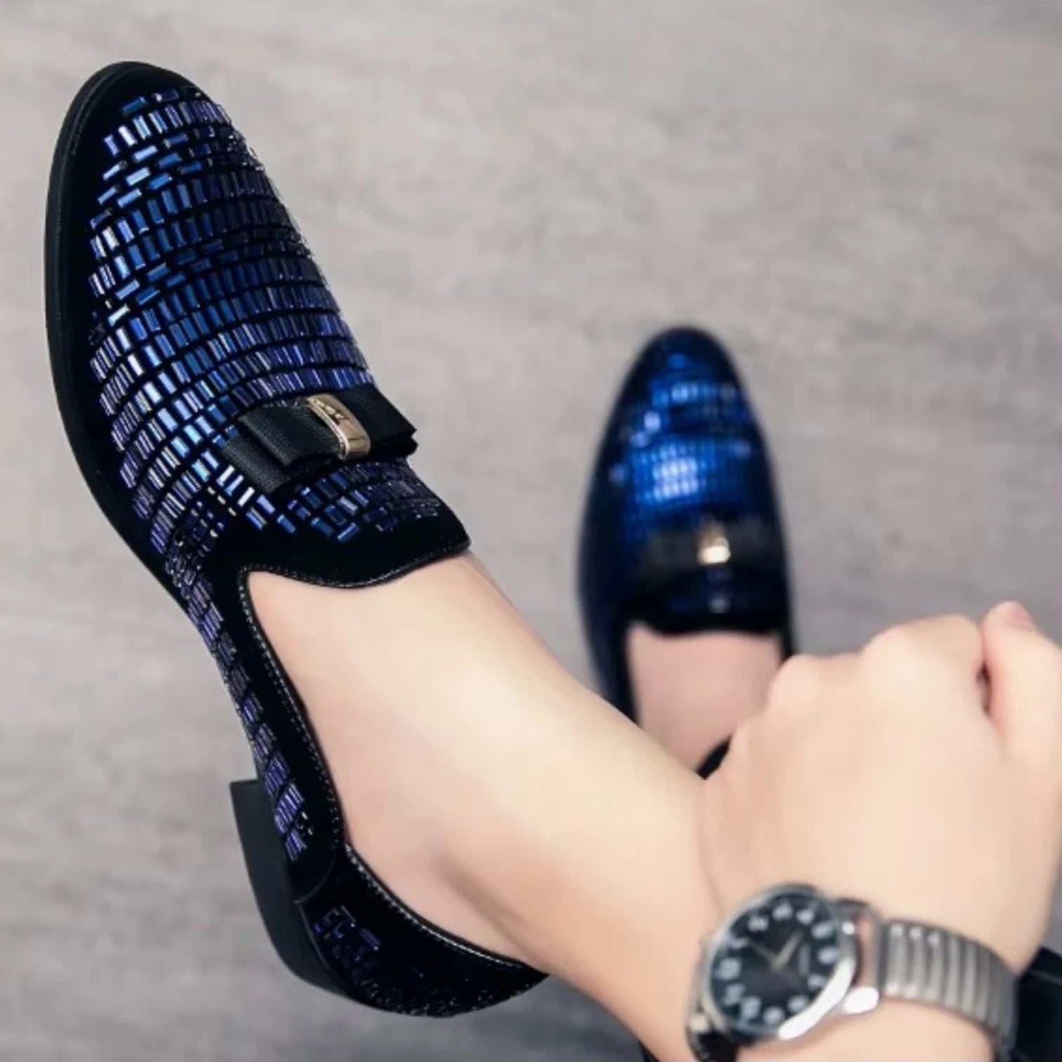 Mocassins Homme Strass Soirée Élégante