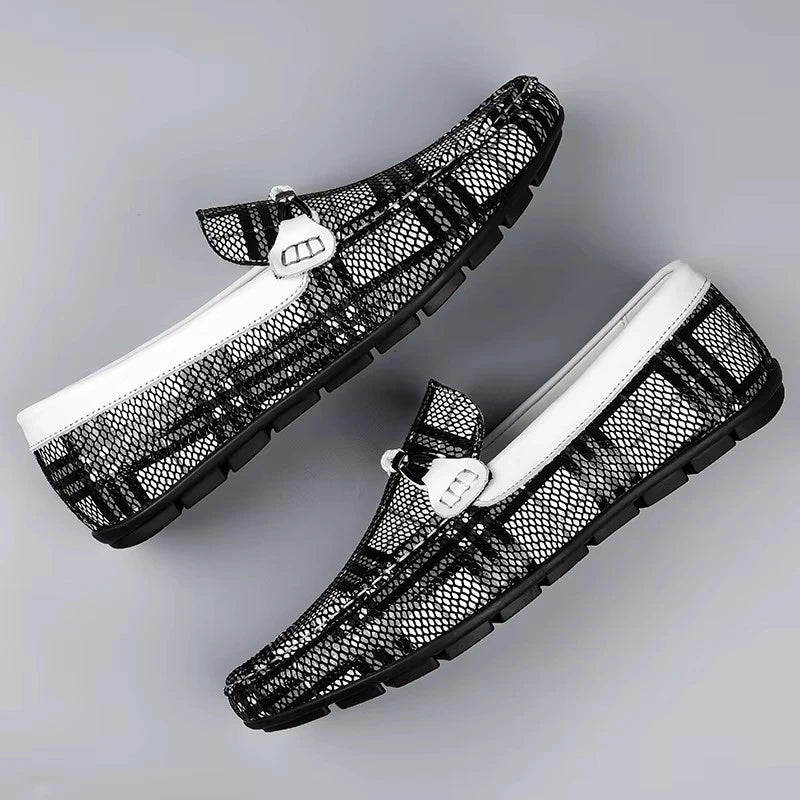 Mocassins Carreaux Cuir Respirant Été