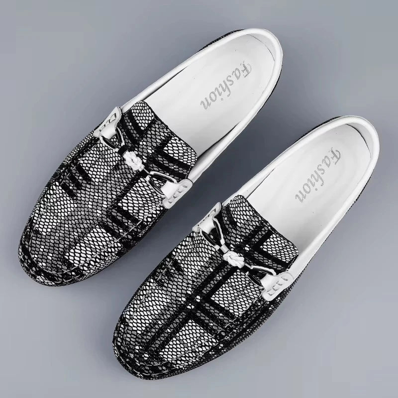 Mocassins Carreaux Cuir Respirant Été