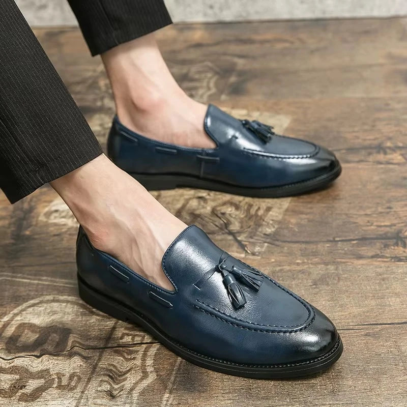 Mocassins Homme Bleu Style Américain
