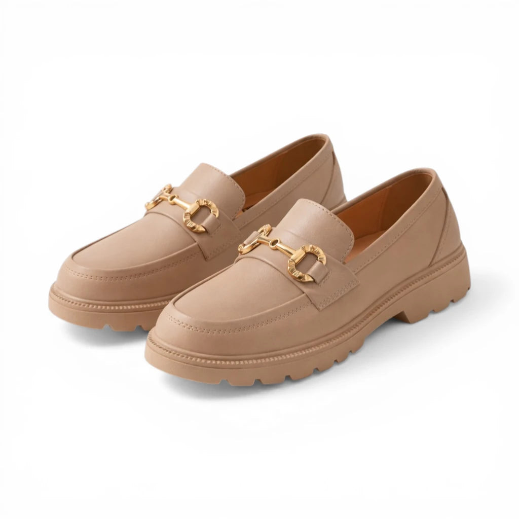 Mocassins Rétro Boucle Or Rond