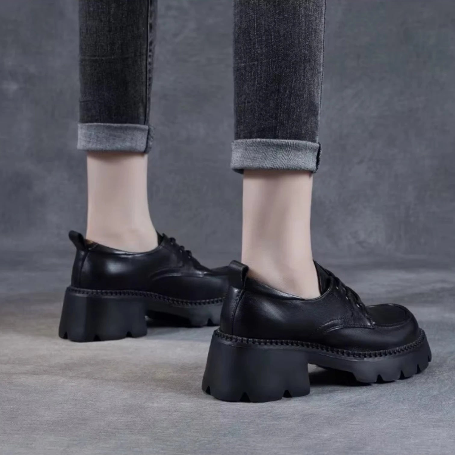 Mocassins Femme Talon Épais
