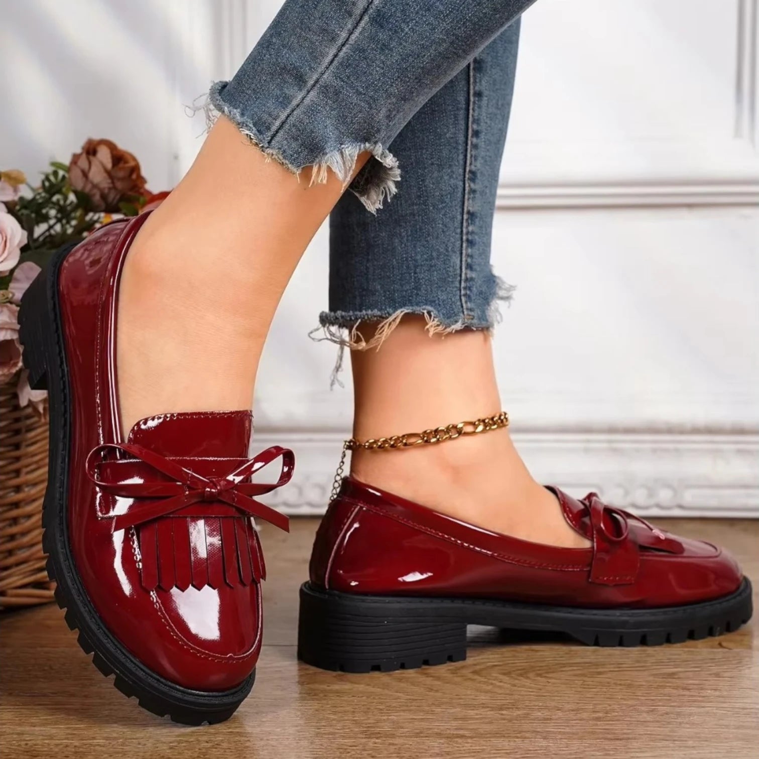 Ballerines Femme Cuir Style Français Classique