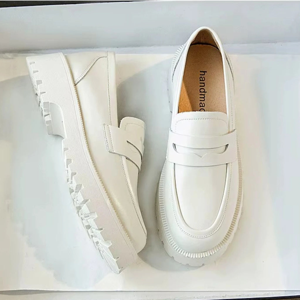 Mocassins Femme Semelle Épaisse Cuir Véritable