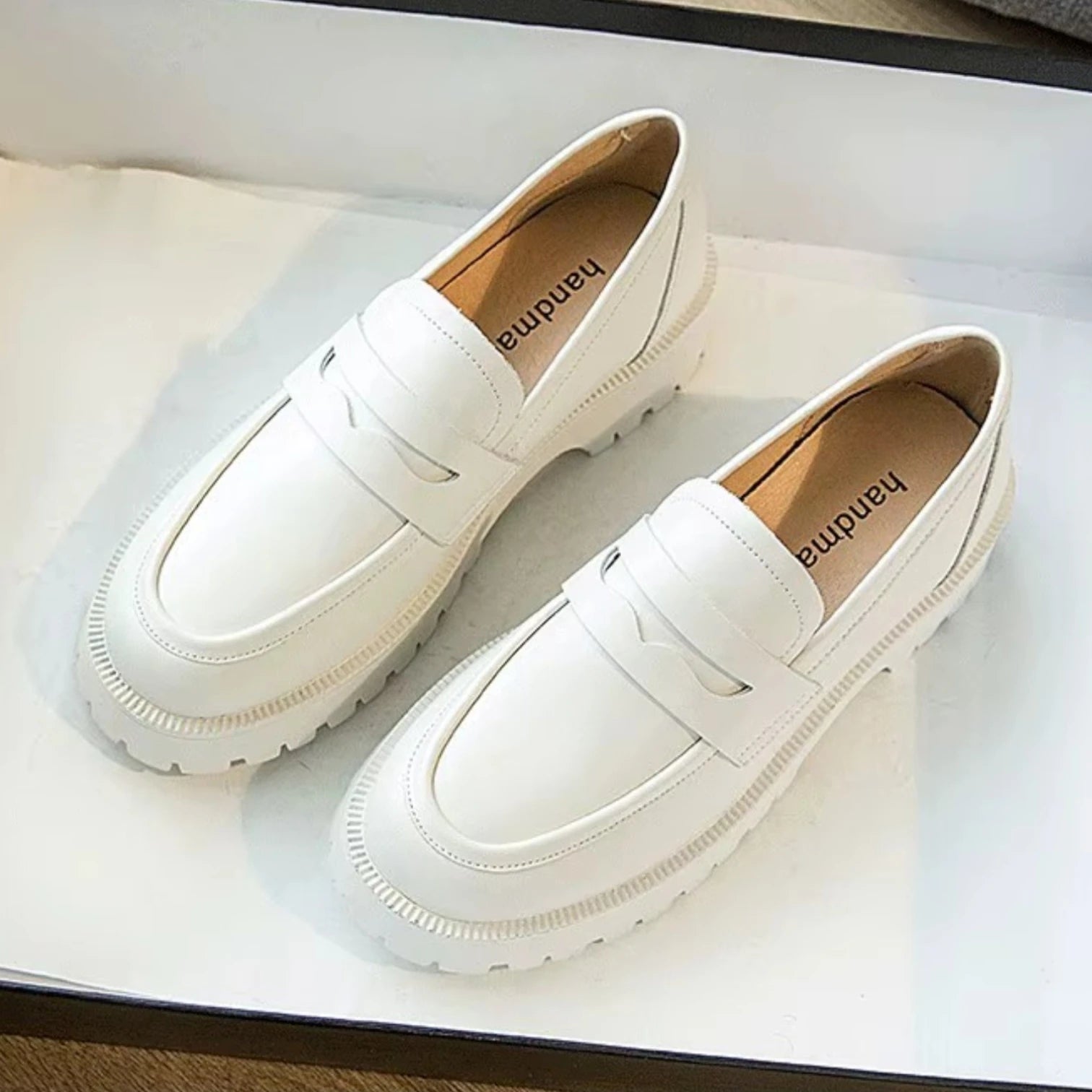 Mocassins Femme Semelle Épaisse Cuir Véritable